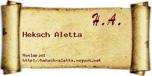 Heksch Aletta névjegykártya